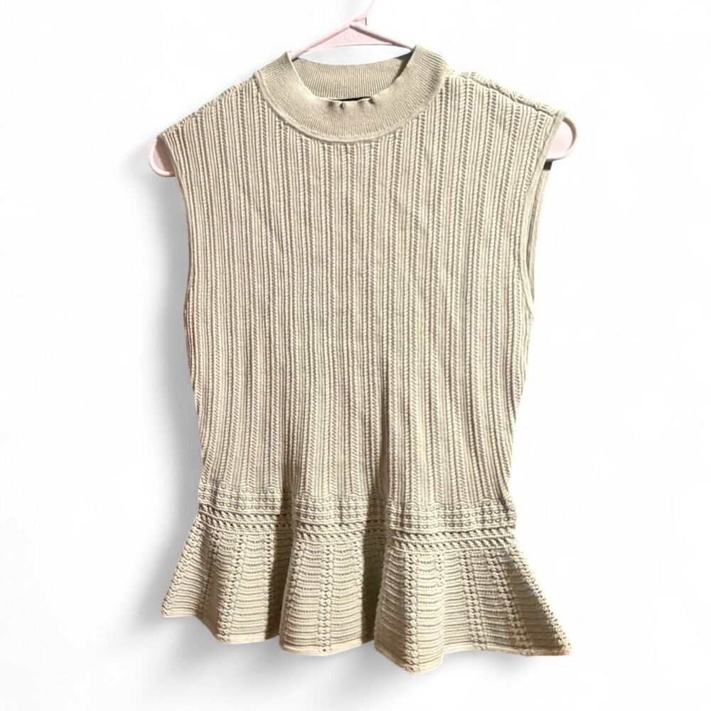 White-house-black-market Women's Cream and Tan Blouse